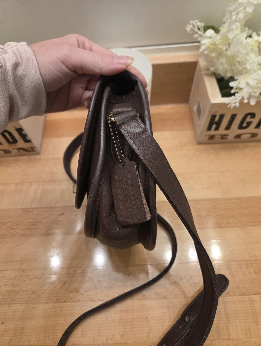 Vintage COACH Watson Mahogany Brown Leather Small Flap Crossbody Bag #9981